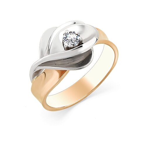 Золотое кольцо с бриллиантом 1-107-165, размер 17.5, мм