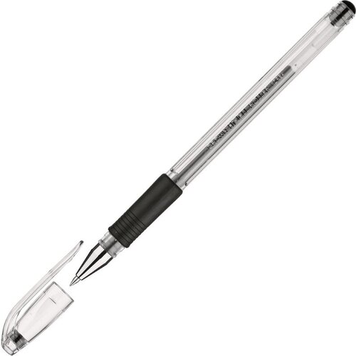Ручка гелевая Crown 0,5 мм, резиновая манжета, черный