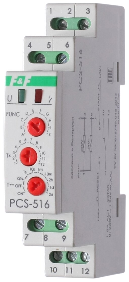 Реле времени F&F PCS-516, 230В 8А IP20, EA02.001.013