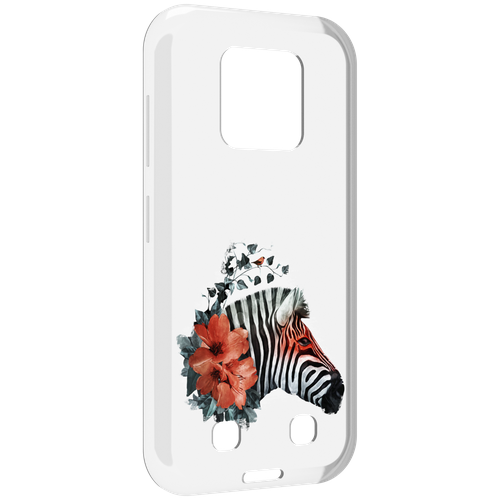 Чехол MyPads Зебра с цветами для Oukitel WP18 задняя-панель-накладка-бампер чехол mypads злой тигр с цветами для oukitel wp18 задняя панель накладка бампер