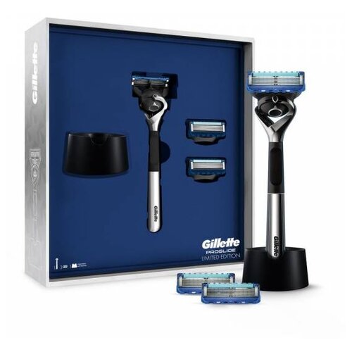 Gillette - Набор Fusion ProGlide (Бритва Chrome с 1 кассетой + 2 кассеты + Подставка)