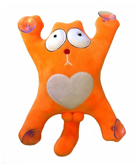 Мягкая игрушка на присосках для автомобиля "Кот Саймон" оранжевый