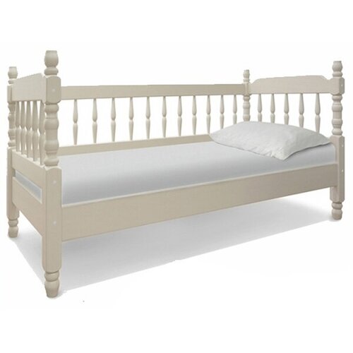 Односпальная кровать из массива сосны Стелла-3, 90х200 см (габариты 100х210 см), цвет белая эмаль.