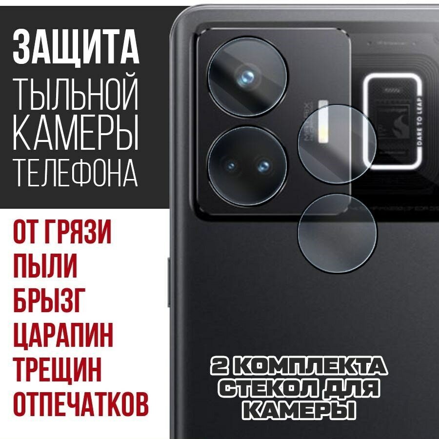 Стекло защитное гибридное Krutoff для камеры Realme GT3 (2 шт.)