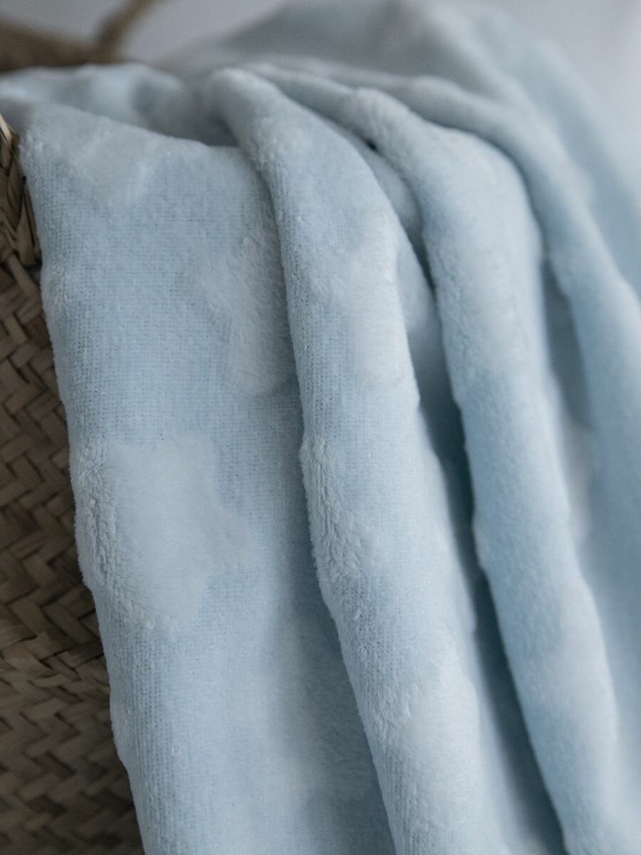 Плед для новорожденного 100х140 пушистый детский на кровать "Звезды", голубой