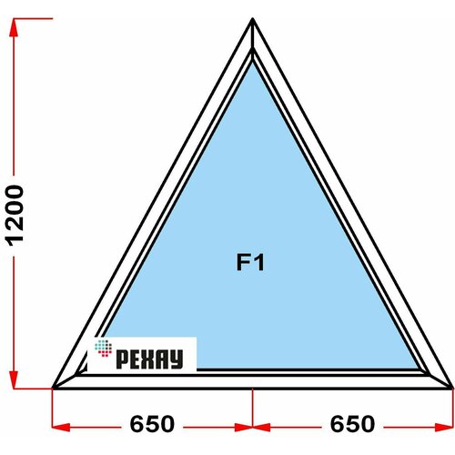 Окно из профиля РЕХАУ GRAZIO (1200 x 1300)5, треугольное, не открывающееся, 3 стекла