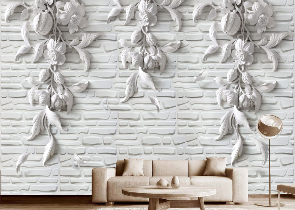 фото Фотообои на стену 3д (флизелиновые) Модный Дом "Цветы на камне" 200x270 см (ШхВ)