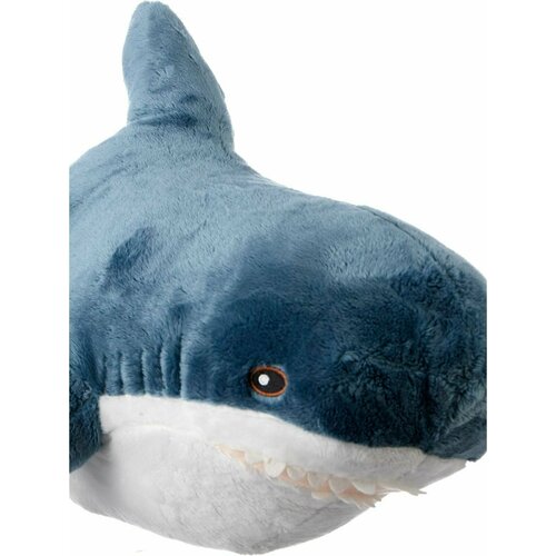 Большая плюшевая акула детская, объемный размер, мягкая игрушка, синяя, 60см