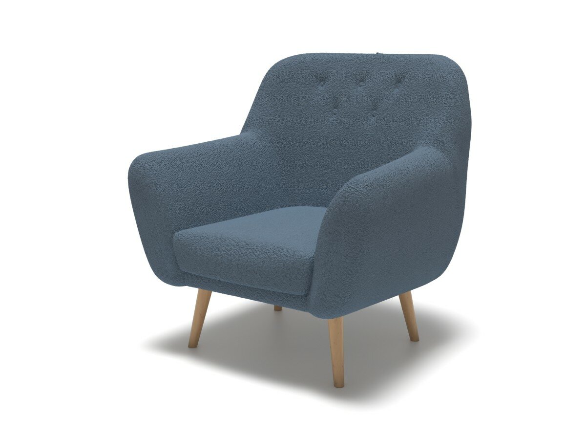 Мягкое кресло Soft Element Мобидик Dark Blue, букле, на деревянных ножках, в гостиную, на балкон, для отдыха дома