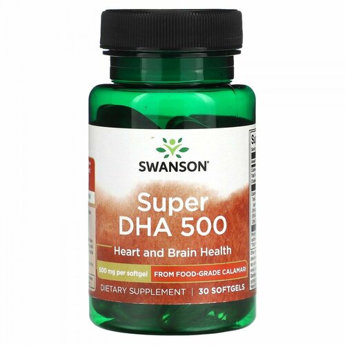 Swanson, Super DHA 500, 500 mg, 30 Softgels  - купить