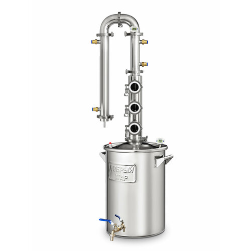 Самогонный аппарат с колпачковой колонной Добрый жар Флейта 3 палубы 30 литров 4630800₽