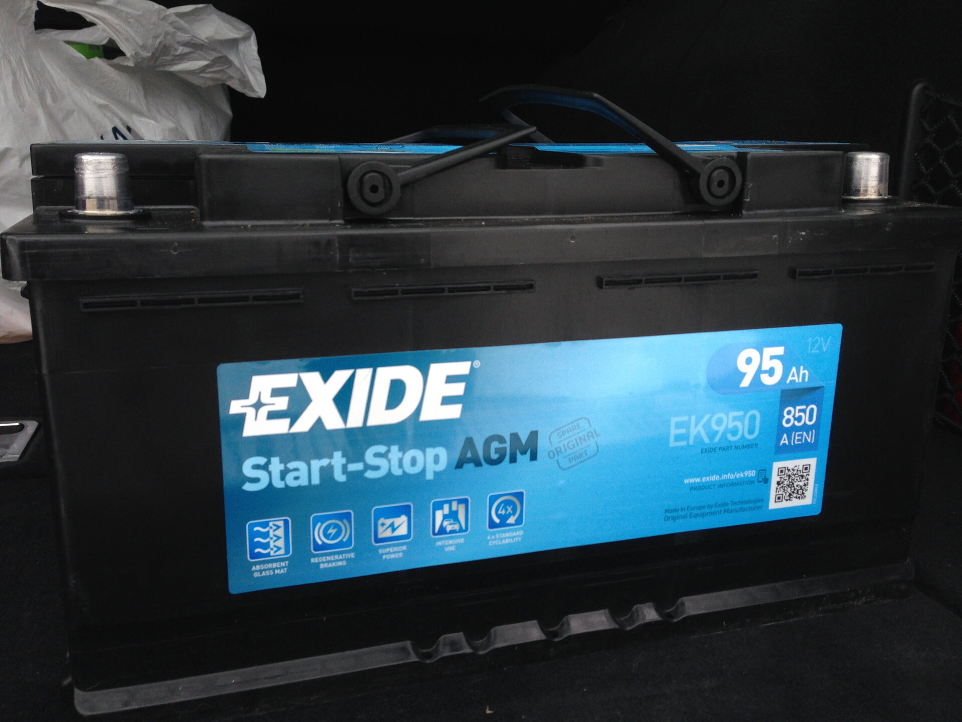 Аккумулятор легковой "EXIDE" Start-Stop AGM 95Ач о/п L5 - фото №7