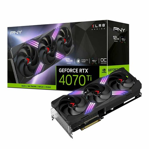 Видеокарта PNY RTX4070Ti 12GB XLR8 Gaming VERTO EPIC-X RGB Overclocked 3FAN DLSS 3 GDDR6X 192-bit DPx3 HDMI RTL