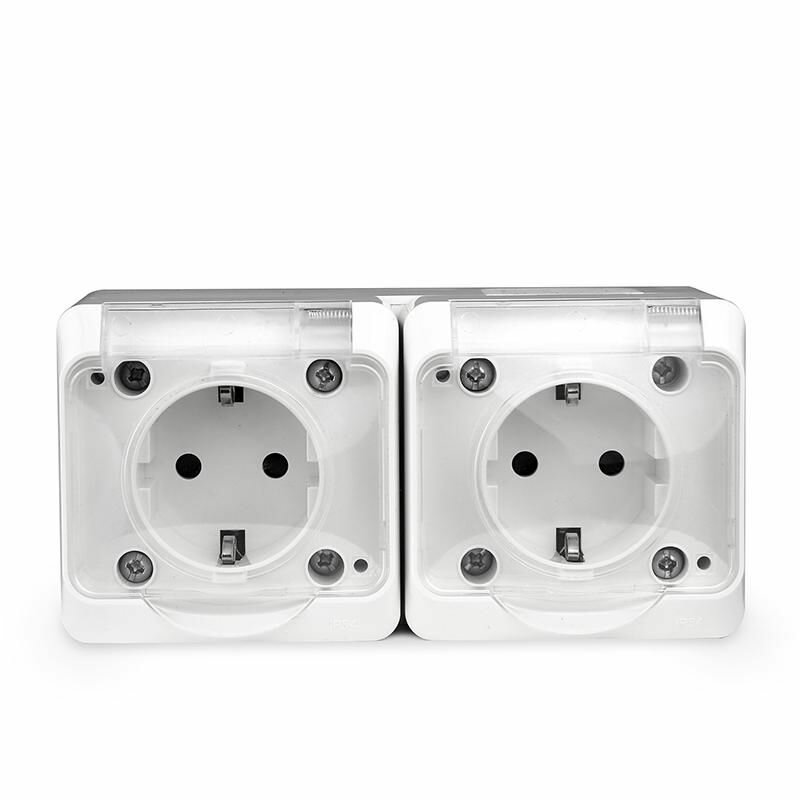 Розетка TOKOV ELECTRIC 2-м ОП Nix 16А IP54 250В с заземл. с прозр. крышкой бел - фото №3