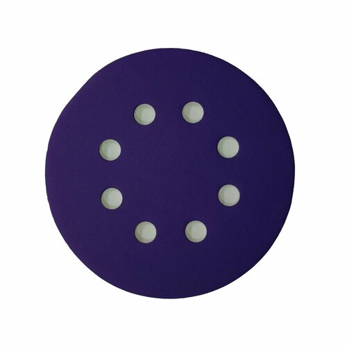 Шлифовальный круг VX-Ceramic 125 мм, под липучку . Керамическое зерно на плёнке, зернистость P220, 8 отверстий. Набор из 100 штук.