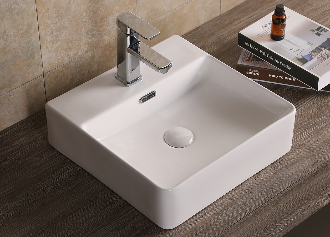 фото Раковина Cerutti SPA CR7602B накладная, белая, квадратная, под смеситель 420*420*125