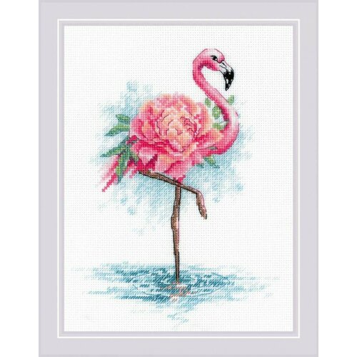 Цветущий фламинго #2117 Риолис Набор для вышивания 18 х 24 см Счетный крест