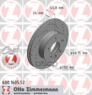 Диск Тормозной Передний Перфорированный Zimmermann арт. 600160552