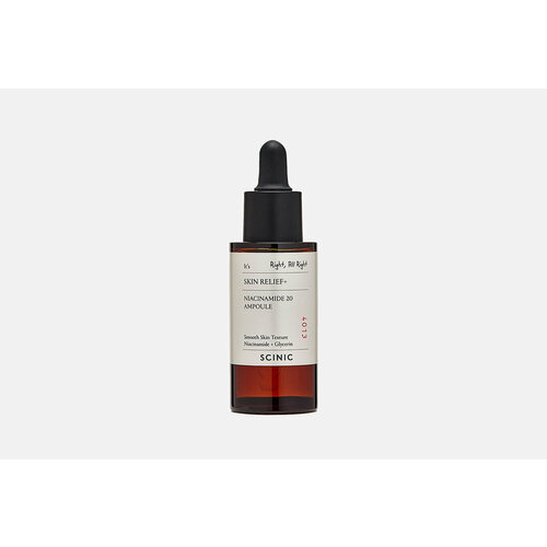 Восстанавливающая ампула с ниацинамидом SCINIC Skin Relief+ Niacinamide 20 Ampule, 30 мл восстанавливающая ампула интенсивного дейсвия с пробиотиками для лица scinic probiotics intense ampoule 50 мл