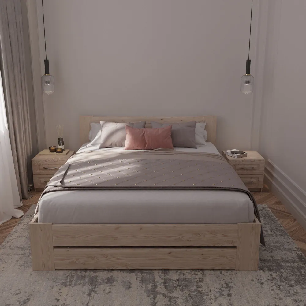 Двухспальная Кровать деревянная ммк-древ Модерн 200*200 см