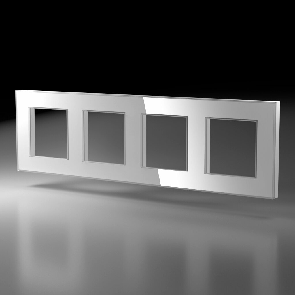 Рамка четырехпостовая горизонтальная вертикальная стеклянная изготовленная по технологии Optiwhite белая CGSS Эстетика GL-P104-WCG