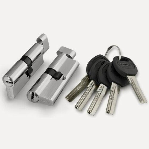 Изображение товара Цилиндровый механизм Punto (A202) A2002Knob90(50+10+30) с вертушкой SN никель