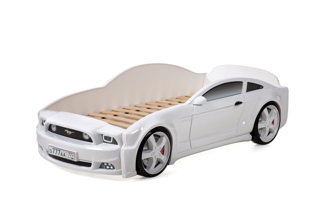 Futuka Kids кровать-машина Light 3D "Mustang", цвет белый