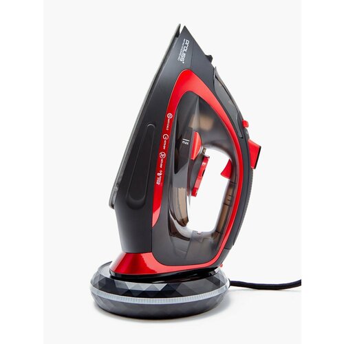 Мощный беспроводной утюг PROLISS с подсветкой 2400вт самоочищающийся черный красный керамическое покрытие 313600₽