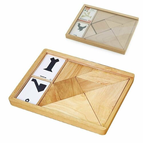 Игра-головоломка Танграм 7 элементов карточки дерево Viga 56301 7767₽