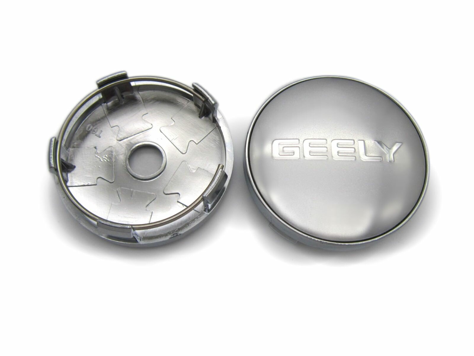 Колпачок, заглушка на литой диск Geely silver НАДПИСЬ 60/56 мм, 1 шт.