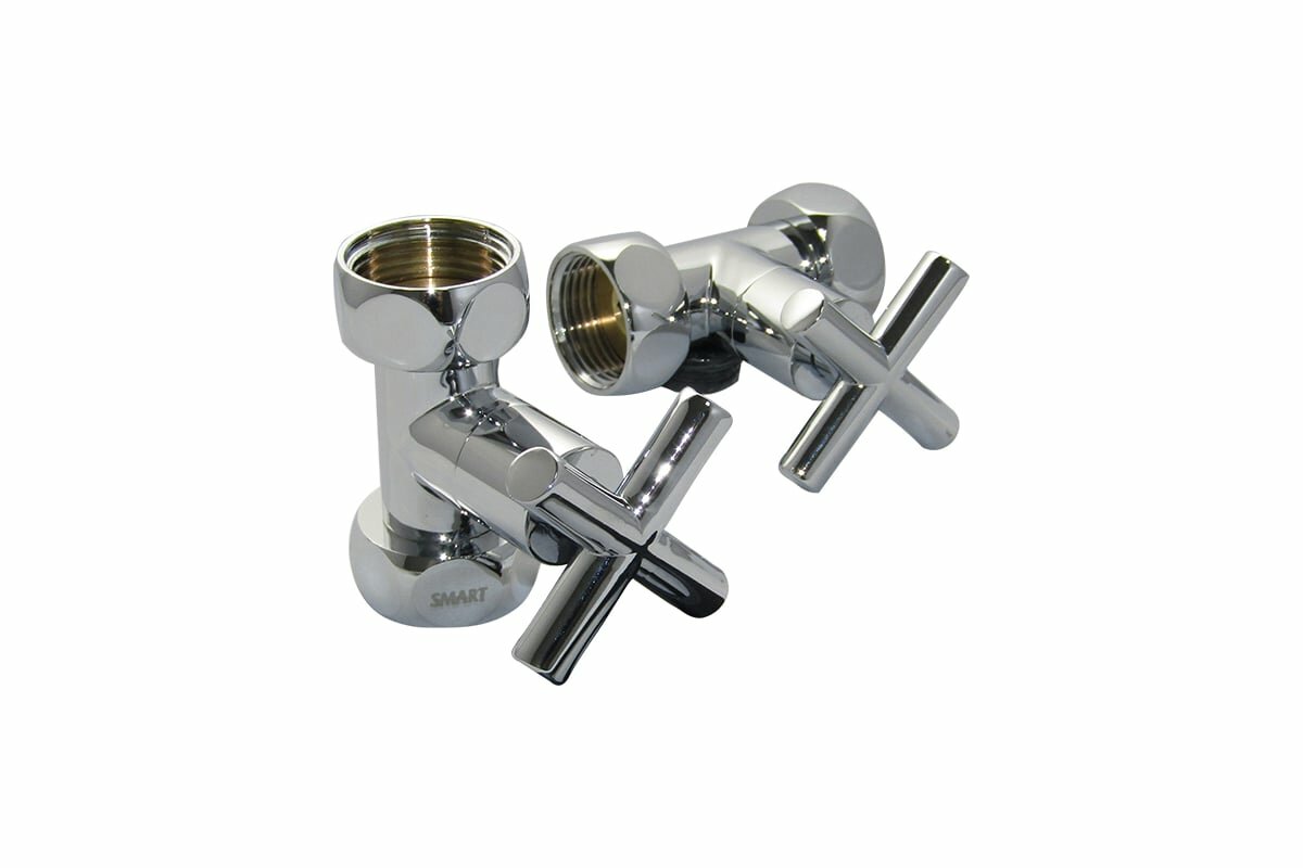 SMT Кран-Вентиль прямой ручка крест хром 1х3/4 г/г 2шт/кор 8730SCH0510/2