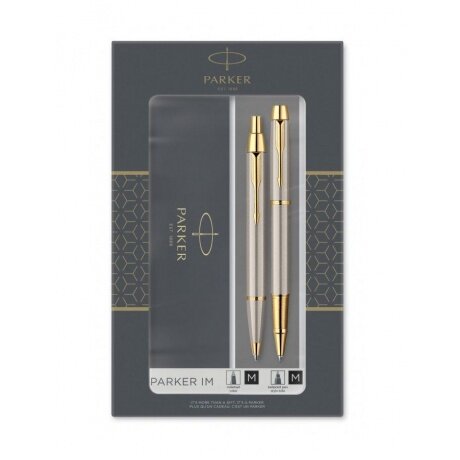 Набор подарочный Parker IM Core 2093217 Brushed Metal GT (ручка роллер + ручка шариковая)