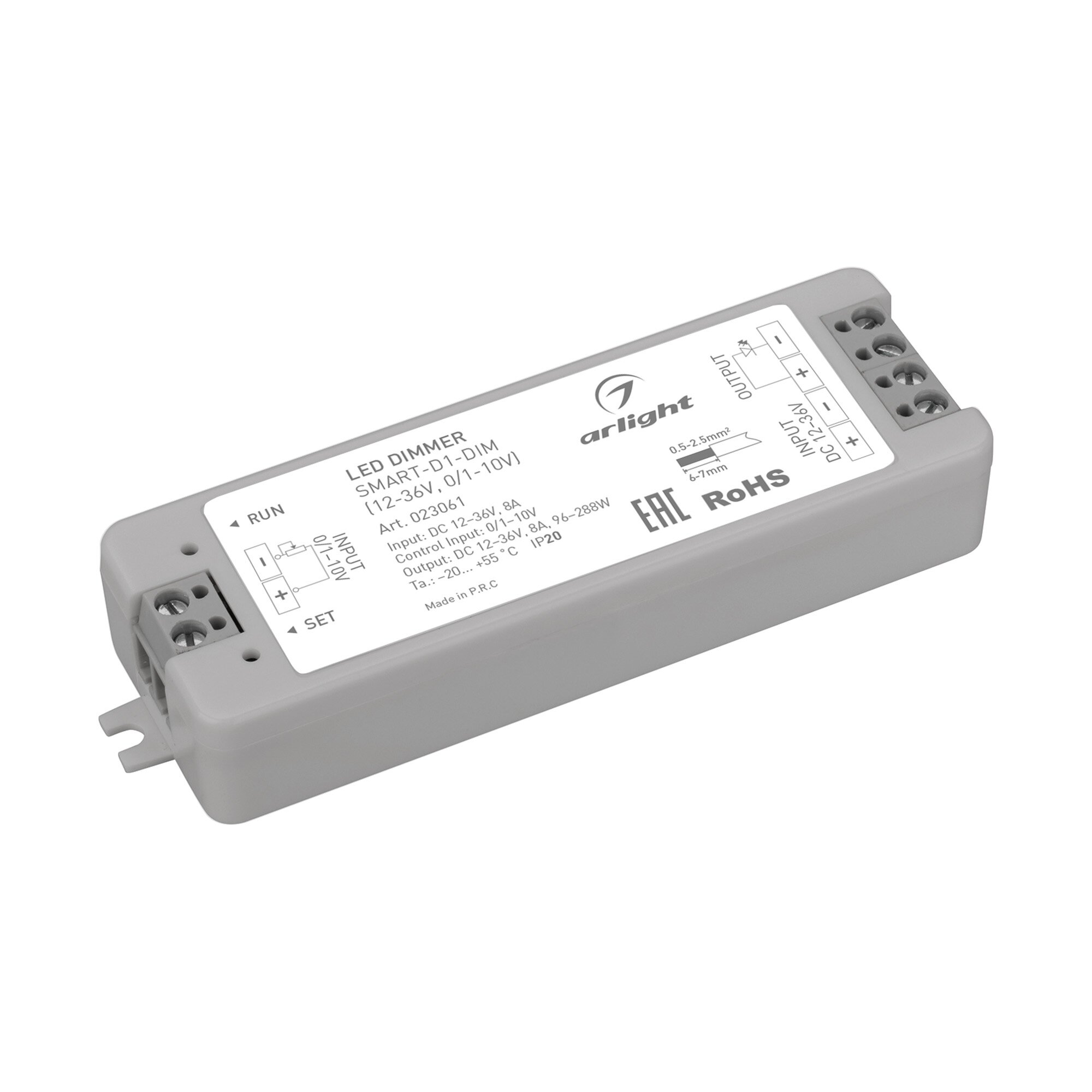 023061 Диммер SMART-D1-DIM (12-36V, 0/1-10V) (Arlight, IP20 Пластик, 5 лет)