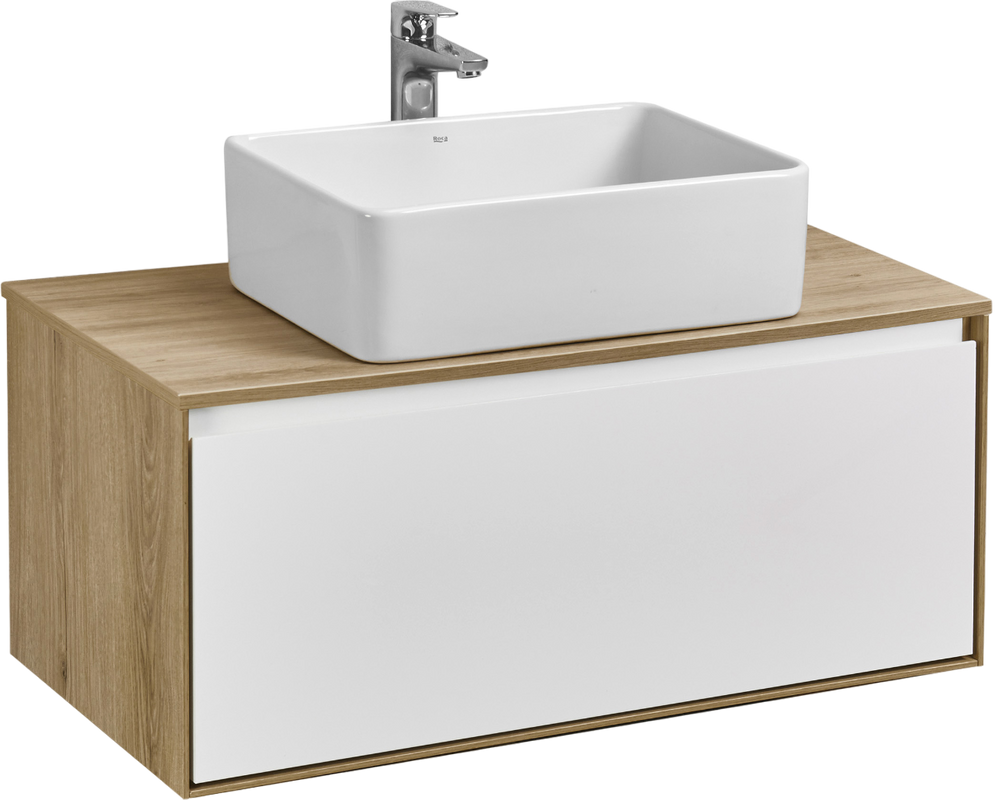 Тумба с раковиной AQUATON Либерти 90 со столешницей дуб эльвезия раковина Mila 35