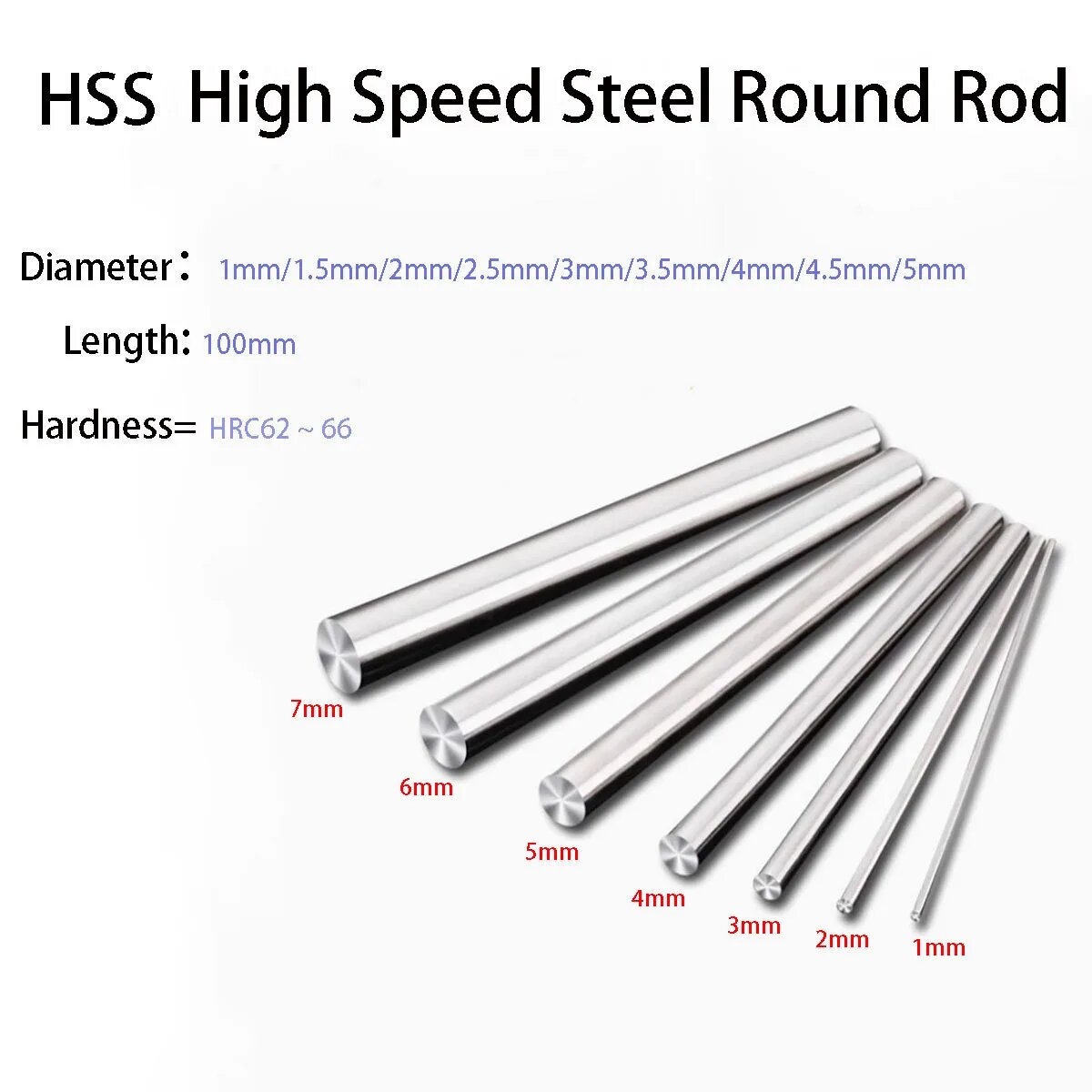 Круглый стержень из быстрорежущей стали HSS 100 мм, HY249, 3x100mm 10pcs