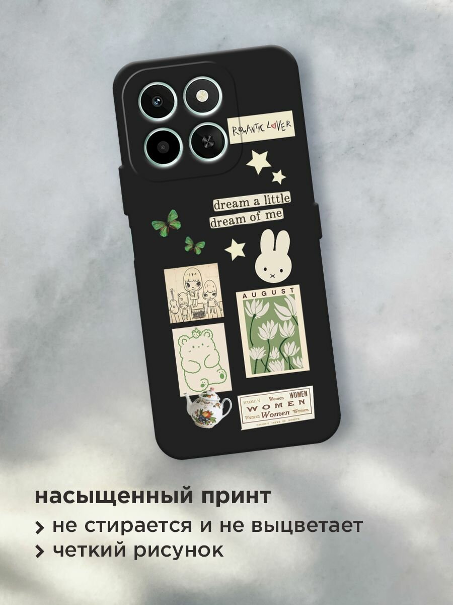 Черный матовый чехол на Honor X6c / Хонор X6c с принтом "Dream a little" — фото 1