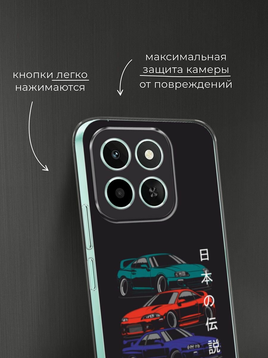Силиконовый чехол на Honor X6c / Хонор X6c с принтом "JDM Legend cars" — фото 1