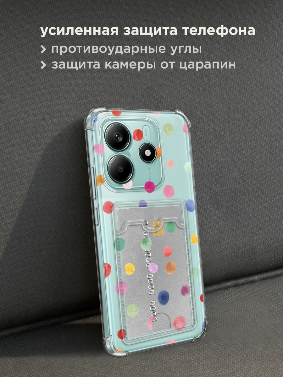 Чехол на Xiaomi Redmi Note 14 4G (Редми Нот 14 4G) с картой и принтом "Нарисованное конфетти" — фото 1