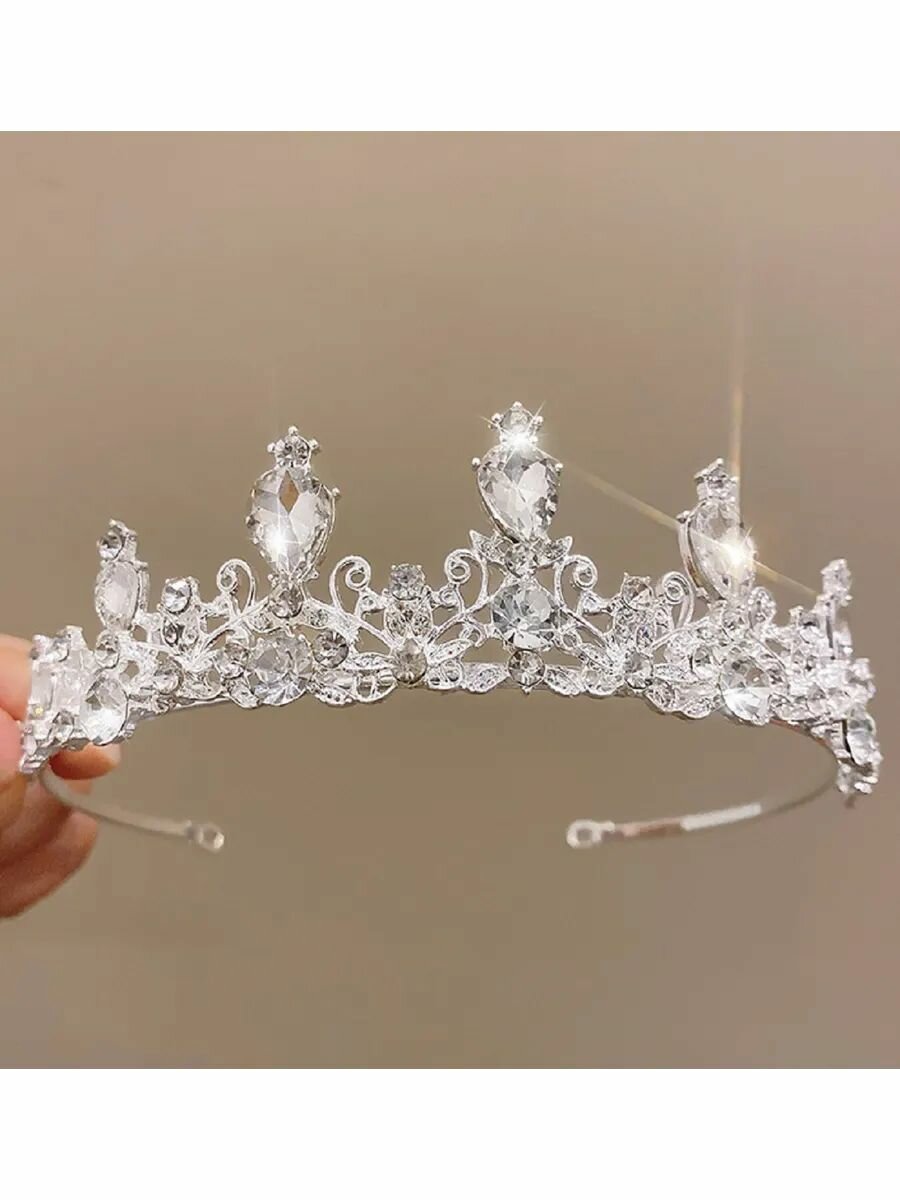 Корона диадема "Нежность" НаПраздник, для женщин, серебристый, металл, 40мм — фото 1