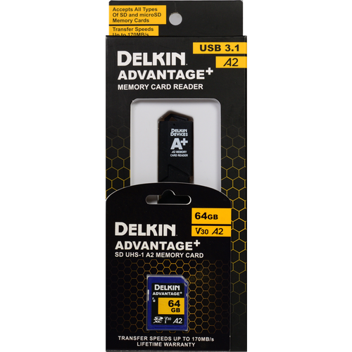 Комплект Delkin Devices Advantage SD Reader and Card Bundle 64GB