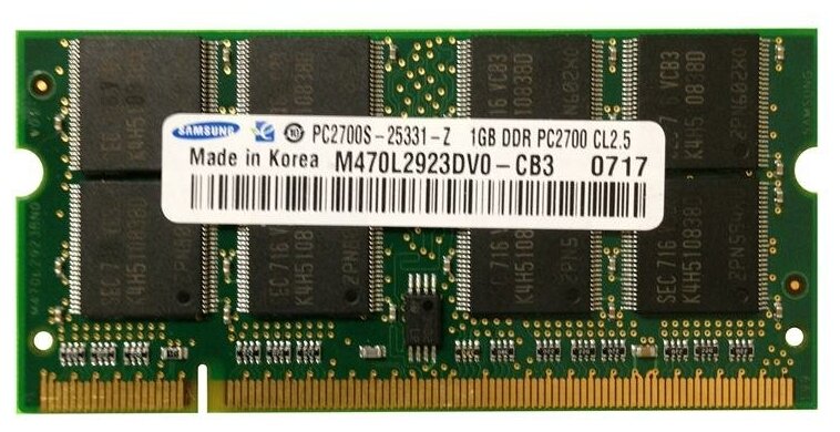 Оперативная память DDR 1Gb 333 Mhz Samsung M470L2923DV0-CB3 So-Dimm для ноутбука