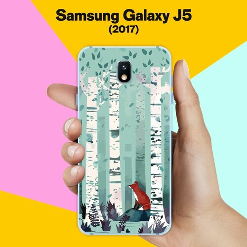 силиконовый чехол сине красные кости на samsung galaxy j5 2017 самсунг джей 5 2017 Силиконовый чехол на Samsung Galaxy J5 (2017) Лиса в лесу / для Самсунг Галакси Джей 5 2017