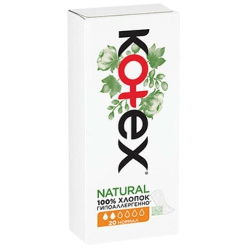 прокладки natural ежедневные нормал 20шт Прокладки Kotex ежедн. Natural норм /20 шт./