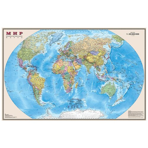 DMB Политическая карта мира 1:35 в прозрачном пластиковом тубусе (4607048959237), 90 × 58 см