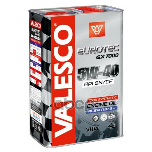 Масло Моторное Valesco Eurotec Gx 7000 5w-40 Api Sn/Cf Синтетическое 4л VALESCO арт. 307165H