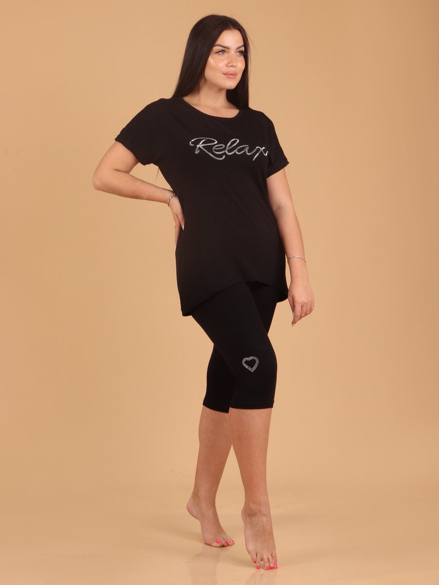 Костюм женский летний\ Домашний костюм (черный), размер 46 / черный / relax textile - фотография № 3