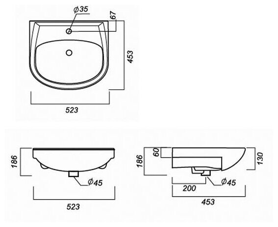 фото Умывальник Sanita Luxe Аттика 50 ATC50SAWB01