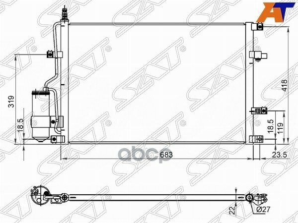 Радиатор Кондиционера Volvo S60 00-04 / S80 98-06 / V70 00-04 / Xc70 00-07 Sat арт. ST-VL10-394-0