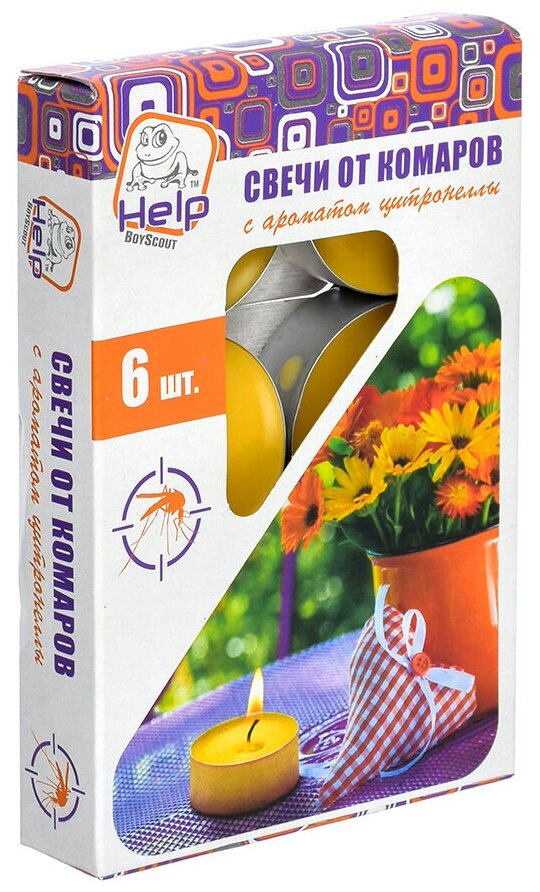 свечи чайные HELP от комаров c ароматом цитронеллы 6шт. 4ч/г - фото №6