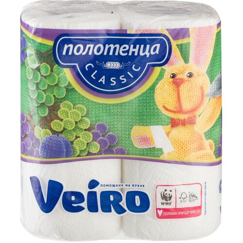 полотенца бумажные veiro big roll двухслойные 2 рулона Полотенца бумажные VEIRO Classic 2-сл, с тиснением,2рул./уп.5п22
